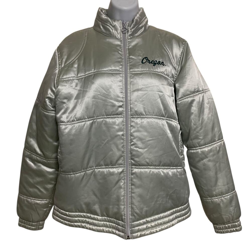 Nike Oregon Ducks Silver Team Puffer Jacket Girls Size L (12-14)